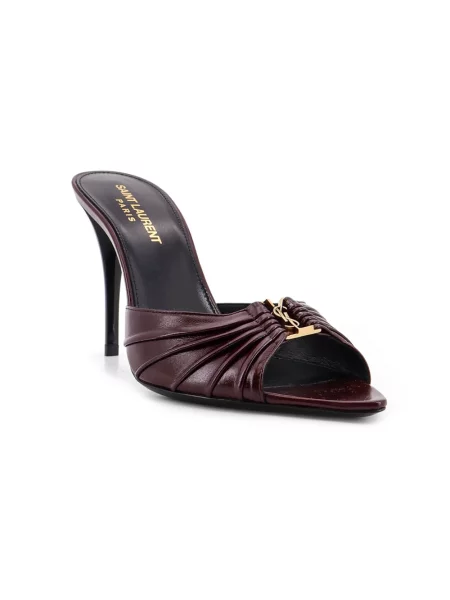 Klapki Saint Laurent skórzane brązowe