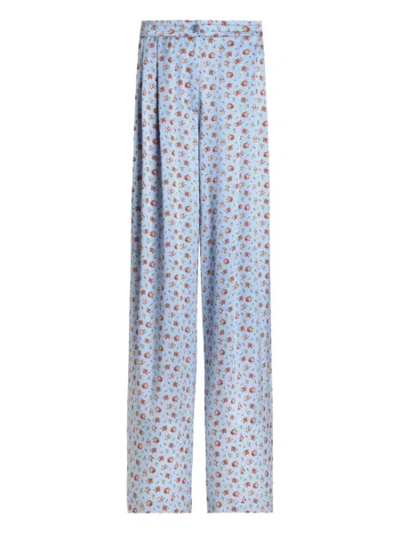 Pantaloni Dolce & Gabbana de mătase cu model floral cu imagine albastru