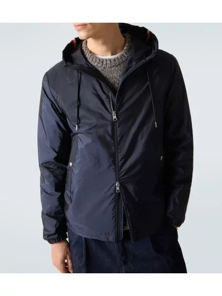 Geacă Moncler cu glugă albastru