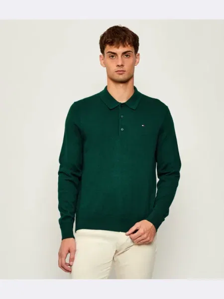 Tommy Hilfiger Polo cu adaos de cașmir verde