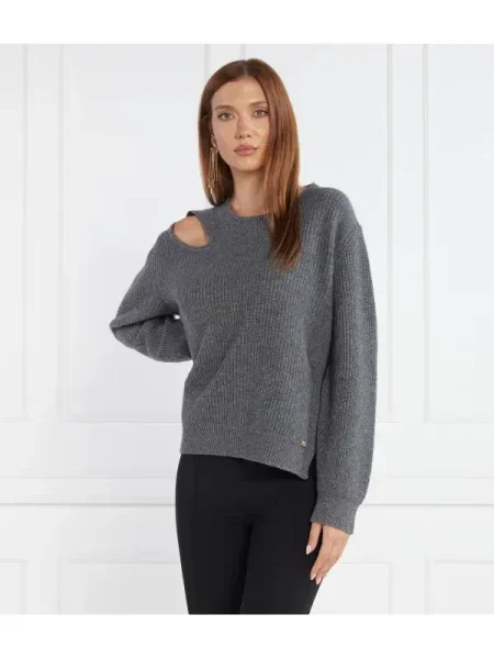Pinko Pulover cu adaos de lână și cașmir gri