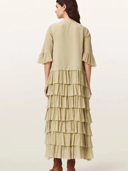 AllSaints rochie asimetrică din vâscoză CAVARLY verde