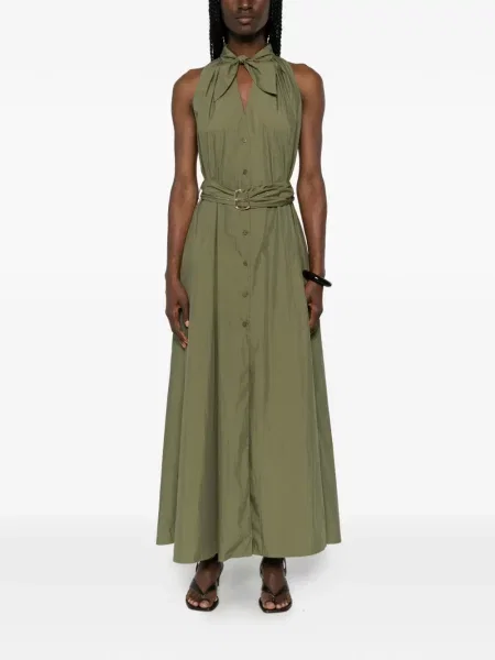 Rochie maxi Isabelle Blanche cu legături verde