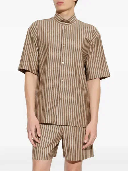 Ριγέ μικρός πουκάμισο Homme Plissé Issey Miyake καφέ
