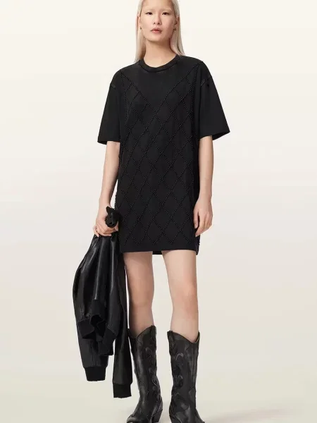 AllSaints уголемена рокля от DARCY черно