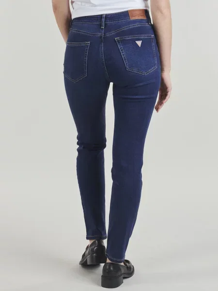 Skinny fit džínsy Guess s vysokým pásom modrá