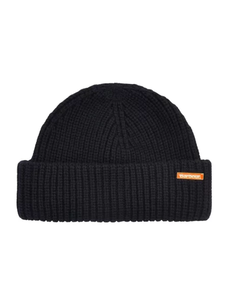 Czapka beanie z mieszanki bawełny i wełny Barbour czarna