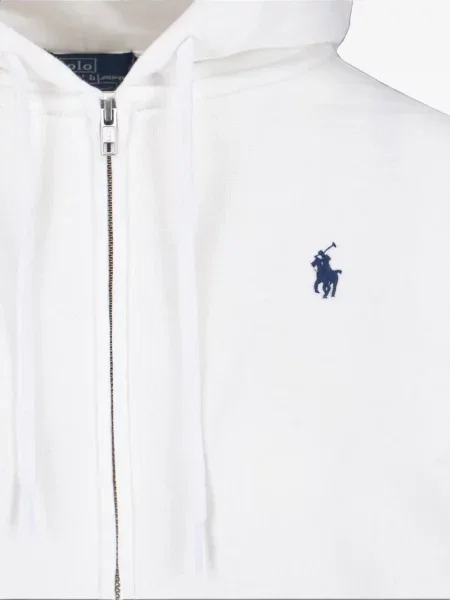 Kerek nyakú fleece nadrág Polo Ralph Lauren autogrammal fehér
