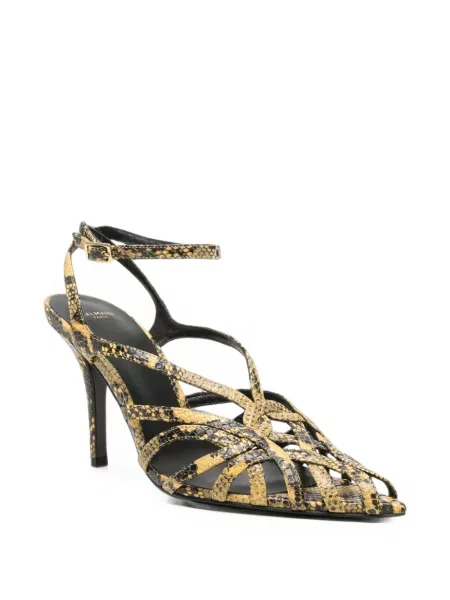 Sandale Balmain cu model piele de șarpe galben