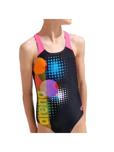 Kostium kąpielowy dziewczęcy Arena Dots Swim Pro czarny