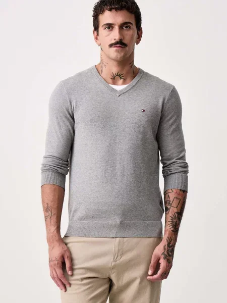 TOMMY HILFIGER Pulover ESSENTIAL bazalt gri