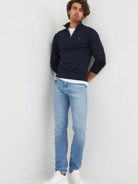 Tommy Hilfiger Pulover s primesjo kašmirja modra