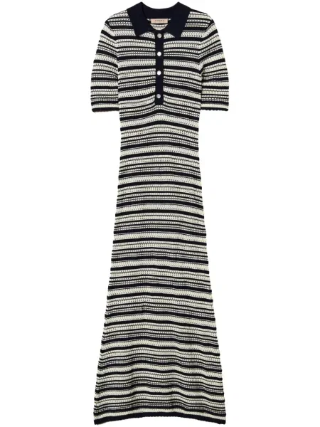 Rochie Twinset cu dungi tricotate de costum alb