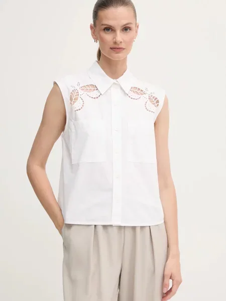 Dkny cămașă din cu guler clasic regular alb