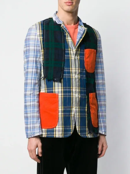 Kostkovaná bunda Comme Des Garçons Pre-owned modrá