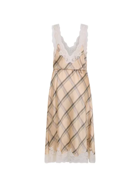 Rochie midi Rabanne din satin cu imagine bej