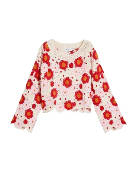 Desigual Pulover roz / roșu alb