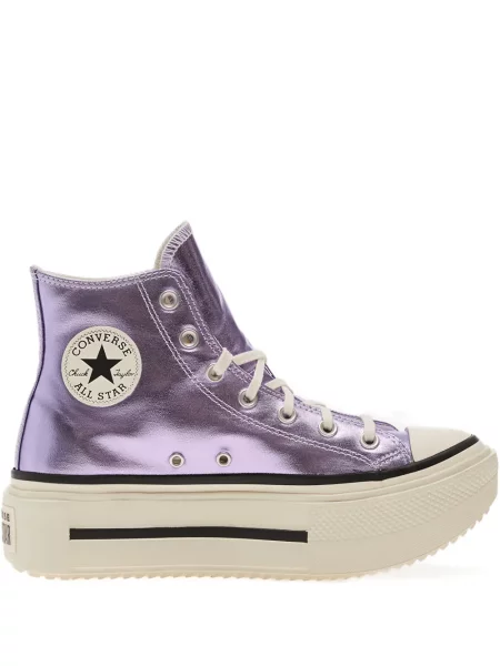 Мюли Converse на платформе бродирани на цветя сребристо