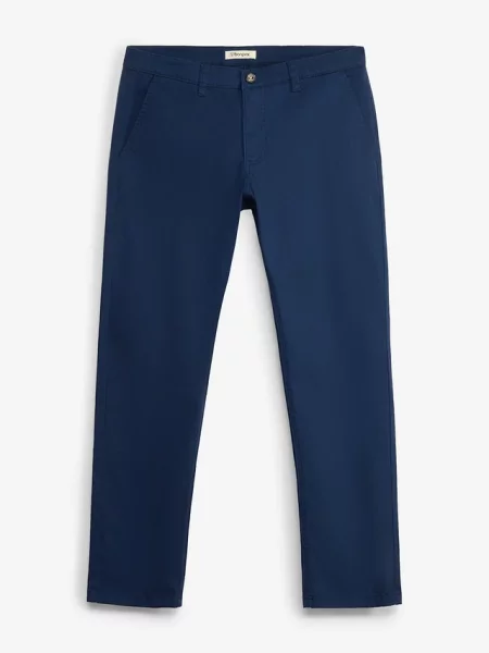 Spodnie chinosy relaxed fit ze stretchem z bawełny organicznej straight niebieskie
