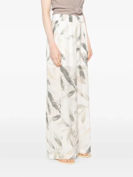 Pantaloni palazzo Peserico cu imagine alb