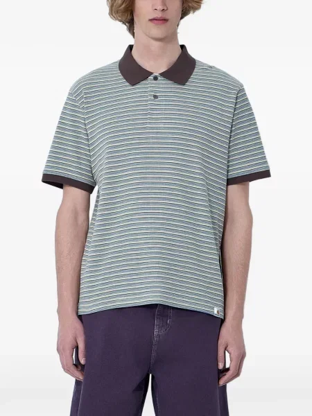 Tricou polo Carhartt Wip cu dungi maro