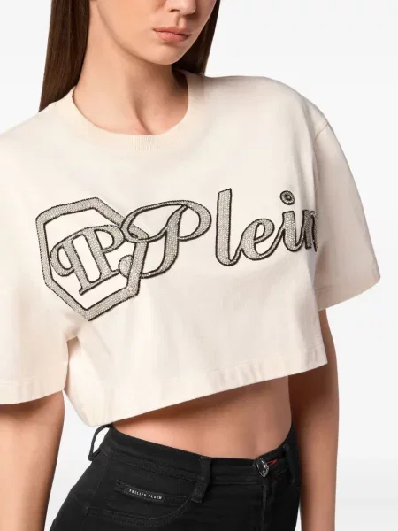 Тениска Philipp Plein с кристали изрязани бяло