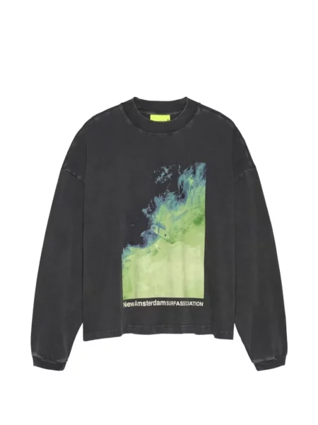 Lung tricou New Amsterdam cu imagine gri