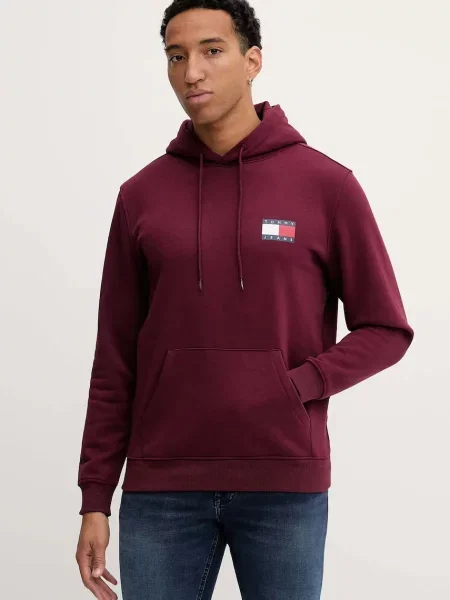 Суичър с качулка Tommy Jeans с качулка с апликация зелено