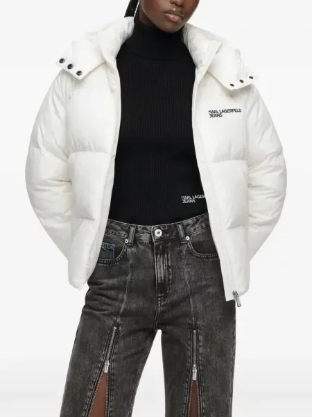Raštuotas džinsinė striukė Karl Lagerfeld Jeans balta