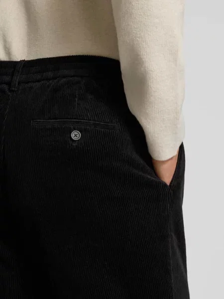 Spodnie sztruksowe o kroju regular fit z czystej bawełny model LEROY' Selected Homme czarne