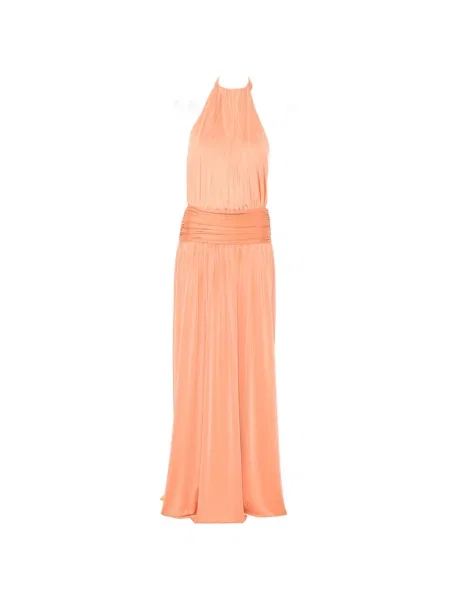 Rochie maxi Arcina Ori cu gât halter portocaliu