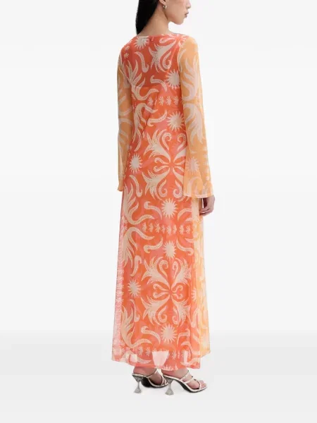 Lung rochie midi Never Fully Dressed cu imagine portocaliu