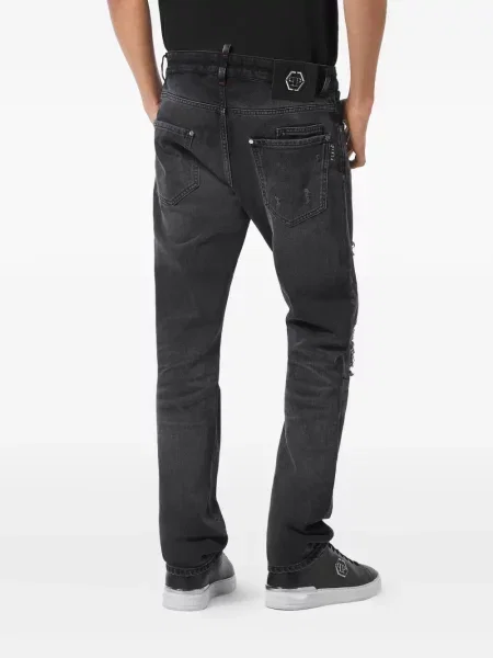 Blugi Philipp Plein zdrențuiți negru