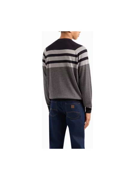 Sweter Armani Exchange z okrągłym dekoltem szary