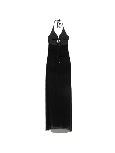 Rochie maxi Fisico cu volane cu gât halter negru