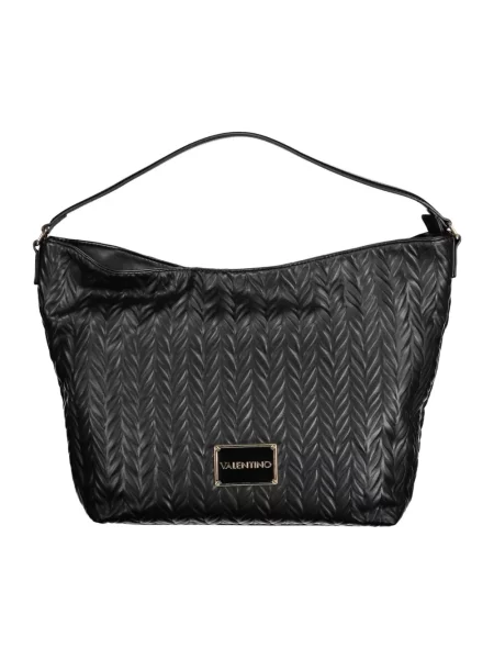 Lniana torebka hobo Valentino By Mario Valentino czarna