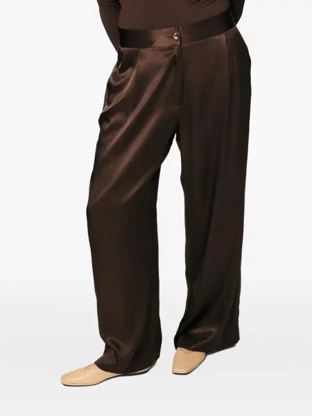 Pantaloni Viveh din satin maro