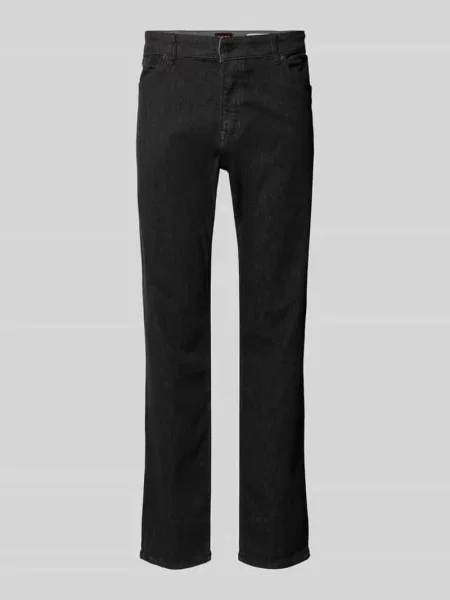 Jeansy o kroju straight fit w gabardynie Boss Orange czarne