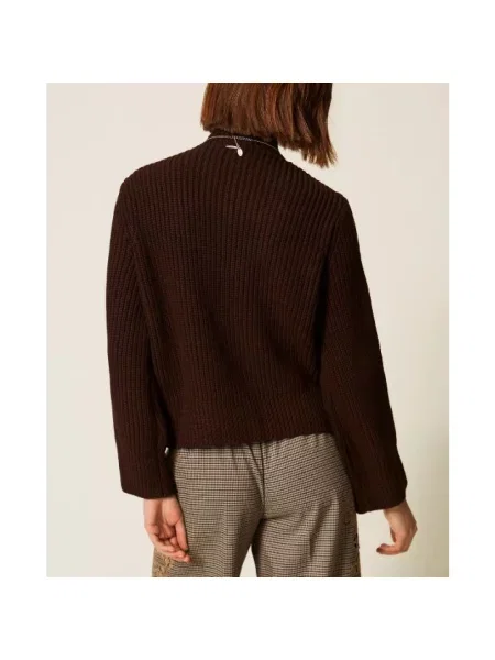 Sweter z golfem Twinset brązowy
