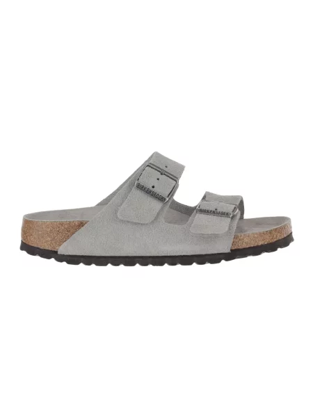 Klapki Birkenstock zamszowe szare