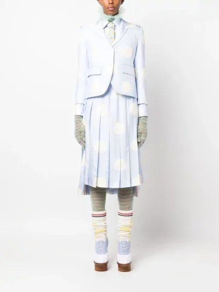 Cămașă Thom Browne de mătase cu buline lungă albastru