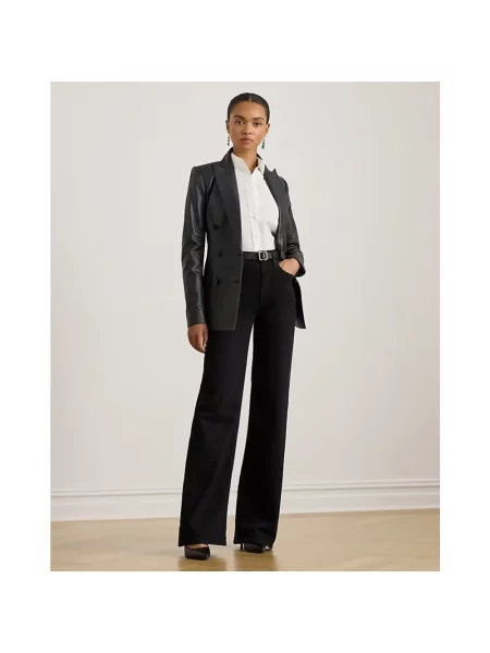 Szerokie jeansy Ralph Lauren z wysoką talią czarne