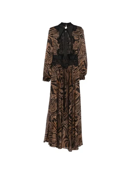 Rochie maxi Babylone Paris cu imagine din dantelă cu model zebră maro