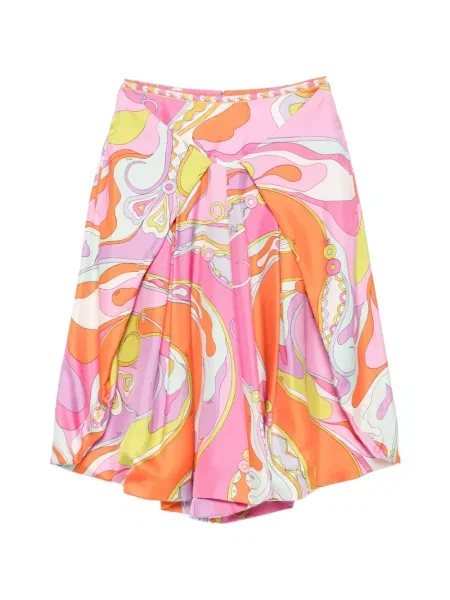 Pantaloni Pucci de mătase cu imagine roz