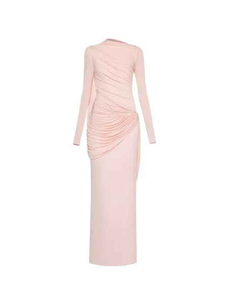 Rochie maxi Chats By C.dam asimetrică drapată roz