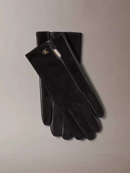 Calvin Klein Mănuși | piele întoarsă cu adaos de lână negru