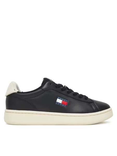 Sneakersy Tommy Hilfiger skórzane czarne