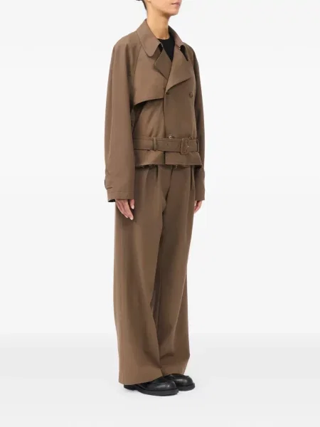 Vilnonis diržu apjuostas striukė Mm6 Maison Margiela ruda