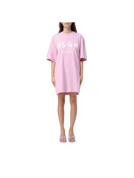Sukienka mini Msgm z logo różowa