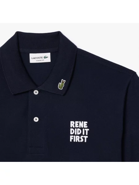 Lacoste Polo Classic Fit Z Bawełny Organicznej granatowy